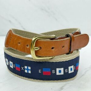 LeatherMan Nautical Flag Embroidered Leather Belt Made USA ✨
